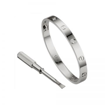 Cartier Love Diamonds Silver Bangle Screw Detail For Unisex  Chic Valentine Gift Online Store B6035817