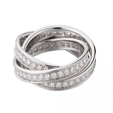 Cartier Trinity Ring White Gold-plated Decked Crystals Valentine Gift For Lady Malaysia B4106200