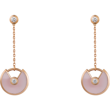 Cartier Sweet Style Amulette de Cartier Round Opal Pendant XS Model Rose Gold Womens Diamonds Earrings B8301231