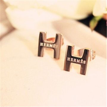 Hermes H Logo Rose Gold-plated Earrings Price In Singapore Valentine Gift For Girls 
