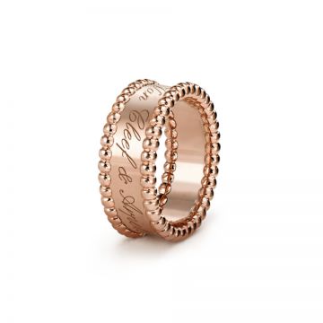 Dupe Van Cleef & Arpels Women's Perlee Signature Rose Gold-plated Ring Logo Studded Beaded Edge America Sale VCARN32400