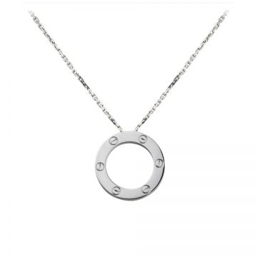 Cartier Love Silver Circle Pendant Adorned Screw Motif Chain Unisex Necklace Classic Style Sale Sydney B7014300