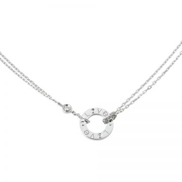 Modern Cartier Love Silver Circle Charm Necklace Engraved Crystals Double Chain London Unisex Style B7219400 