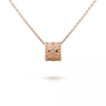 Replica Van Cleef & Arpels Perlee Clovers Rose Gold-plated Studded Diamonds Pendant Necklace Online Shop UK Lady VCARO2EE00