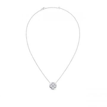 Clone Louis Vuitton Dentelle Blossom Luxury Full Diamond Four Leaf Clover / Sunflower 18k White Gold Necklace For Women Q93630