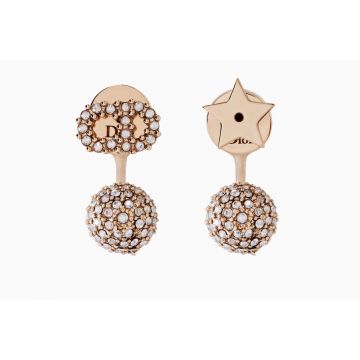 Most Fashion Dior Womens La petite Tribale Asymmetric CD & Star White Crystal Drop Earrings Rose Gold E0800TRECY_D301