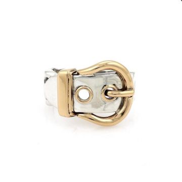 Women's Vintage Style Hermes Buckle Belt Design Yellow Gold & 925 Sterling Silver Two-tone Ring Price US