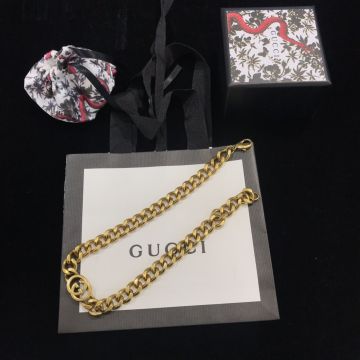 Imitation Gucci Gold Double G Pendant Thick Chain Luxury Vintage Necklace For Couple Street Fashion
