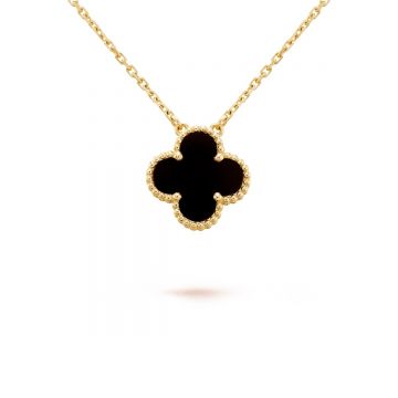 Best Price VAC 25MM Big Model Vintage Alhambra Clover Pendant Beaded Edges Women Yellow Gold Necklace Black Onyx/White MOP/Malachite VCARA45800