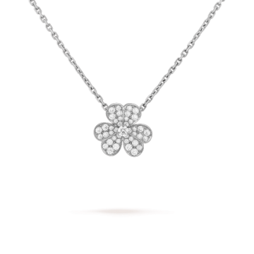Fashion Trends Van Cleef & Arpels Sterling Silver Clover-shaped Diamonds Pendant Ladies Small Model  Necklace VCARD31800