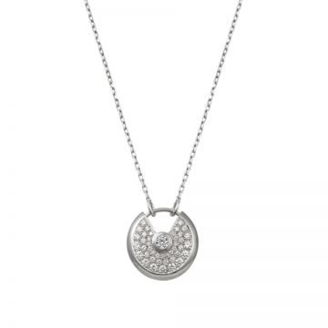 Low Price Amulette De Cartier White/Pink Gold-plated  Round Pendant Necklace Decked Diamonds Women USA B3047600