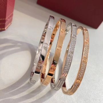 Timeless Style Cartier Love Narrow Fashion Diamonds Bangle For Ladies 925 Silver/Rose Gold N6710717/B6047317