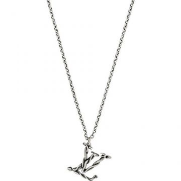  2021 Men's Popular Louis Vuitton LV Snake Motif Antique Silver LV Pendant Necklace Price List Online MP2567 