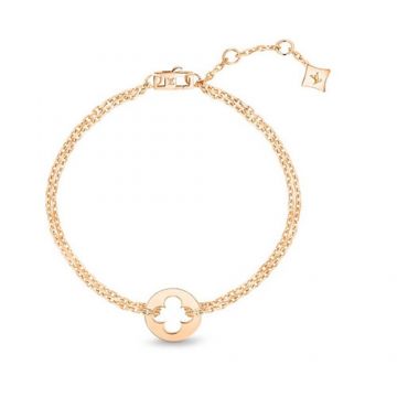 Hot Selling Louis Vuitton Empreinte Cutwork Monogram Flower Pendant Double Chain  Bracelet For Ladies Silver/Rose Gold Q95620