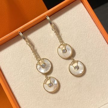 Cartier Magnificent Inspirations Amulette De Douoble White MOP Diamonds & Opal  Pendants Womens Fake Drop Earrings 