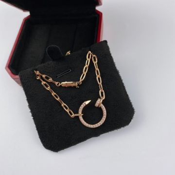  Cartier Juste un Clou Ladies Set Diamonds Open Circle Nail Pendant 18K Rose Gold Link Necklace Low Price Jewelry N7413500