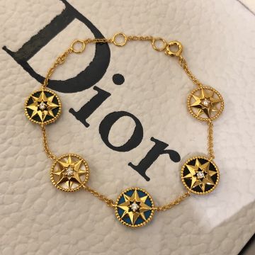 Top Sale Dior Rose Des Vents Multi-color Ore Lucy Star Pendants 18K Yellow Gold Faux Bracelet For Girls Online 