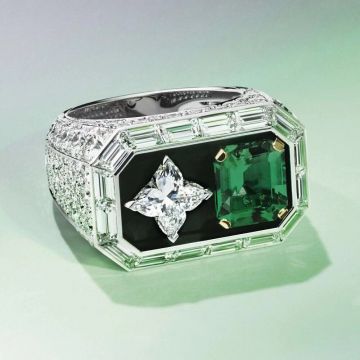 Cartier Luxury Emerald Four Leaf Clover Diamonds Silver Ring For Sale New Style Jewellery  