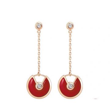 2021 Fashion Cartier Amulette De White MOP Diamonds & Opal Pendant Rose Gold Earrings For Ladies 