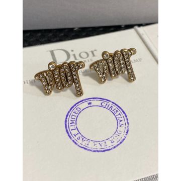  Dior Brass Metal Diamond Brand Logo Letter Women'S Vintage Earrings Good Review Product 