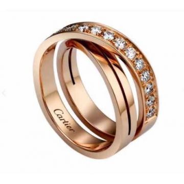  Cartier Paved Diamond Design Double Cross Rose Gold/Platinum Plated Couple Ring High End Jewelry