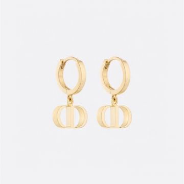  Christian Dior Yellow Gold Plated Classic Petit CD Logo Pendant Females Hoop Earrings High End Jewellery For Sale