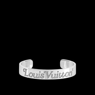 Imitation Louis Vuitton × Nigo Silver / Gold Squared Open LV Logo Inlaid Strass Crystal Bracelet For Men