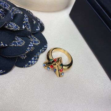   Top Quality Louis Vuitton Essential Gold V Colorful  Strass Ring For Women Hot Sale Online 
