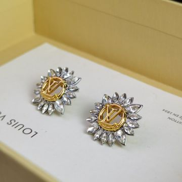  Unisex Louis Vuitton Starlight White Crystal Charm Yellow Gold LV Circle Popular Two-tone Earrings High End Jewellery