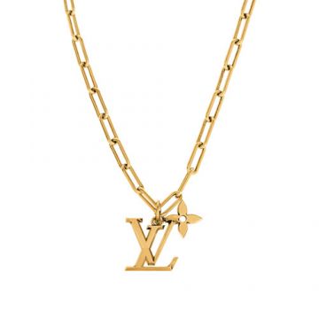 2021 Spring-summer Louis Vuitton LV Flower LV Initials Pendant Brass Thick Link Necklace For Men MP2890  Rose Gold Jewellery