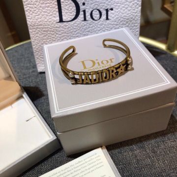 Morden Style Christian Dior J'ADIOR Motif White Pearl Charm Classic Antique Brass Cuff Bangle Women Fashion Jewellery 