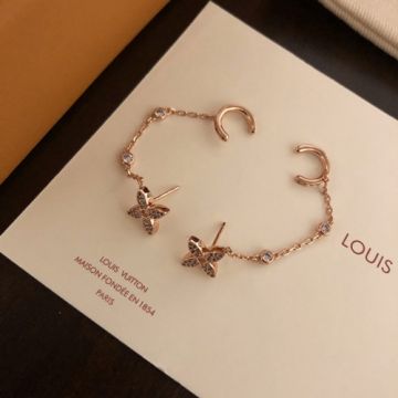 2021 Fashion Louis Vuitton Idylle Blossom Female Paved Diamonds Monogram Flower Pendant Circle Clip Rose Gold Chain Earrings Q96836  