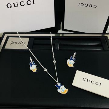 Replica Disney X Gucci Ladies Colorful Enamel Daisy Duck Interlocking Double G Detail Chain Silver Necklace 672500 J85G0 7032