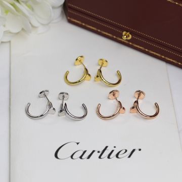 Copy Cartier Juste Un Clou Hoop Nail Shape Women'S Minimalist Style Earrings 18k Rose Gold White Gold B8301236/B8301235/B8301234