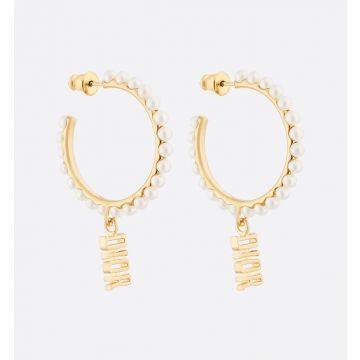  Dior Tribales Opening Circle Full Pearl Design Vertical Brand Logo Letter Pendant Ladies Elegant Earrings Fashion Preferred Jewelry