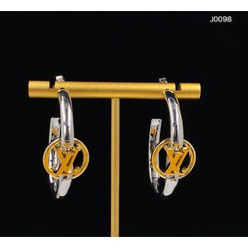  Simple Louis Vuitton Garden Louise Gold LV Logo Silver Hoop Earrings For Women Online