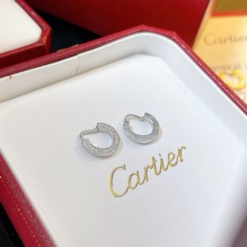  Cartier Love 12 Diamonds Screw Pattern Embellished Hoop Women'S Earrings 18K Gold Plated Design Jewelry B8301424