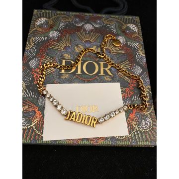 Copy Diao J'Adior Letter Signature Diamond Embellished Vintage Metal Chain Ladies Premium Choker Best Quality Product