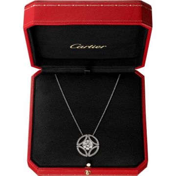  Galanterie De Cartier Round Diamonds Surrounded By Pavé Crystals 18k White Gold Luxury Necklace For Women