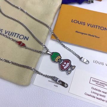 Clone Louis Vuitton Duck x Nigo Men's Green Duck Red Clothing & LV Logo Decoration Pendant Low Price Necklace MP3230