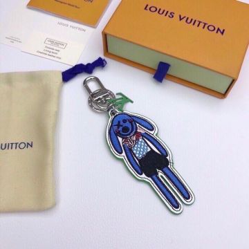  Louis Vuitton Friends Leather Embroidered Blue Doll Rabbit LV Letters Pendant Bag Charm/Keychain MP2917