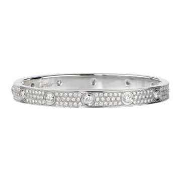 High Quality Cartier Love 925 Silver Diamonds Studded Bangle For Womens Silver/Rose/Gold N6033602