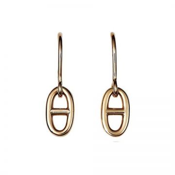 Hermes Ronde Chaine d'Ancre Rose Gold-plated Drop Earrings Modern Style On Sale LA Women H109065B 00