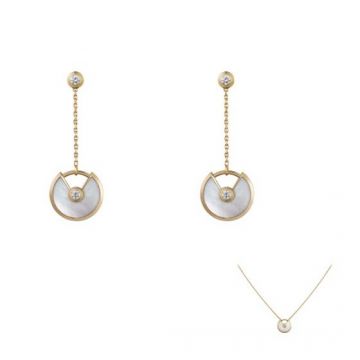 Best Amulette De Cartier XS Model MOP Diamonds Jewellery Set For Girls (Earrings & Necklace) B8301229/B3047100