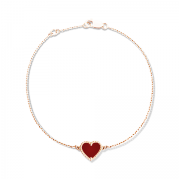 Van Cleef & Arpels Copy Sweet Alhambra Lady Rose Gold Color Red Heart Charm Bracelet London Sale VCARN59L00