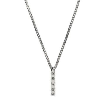 Gucci Ghost High End Sterling Silver GG Logo Pattern Bar Motif Pendant Bead Chain Link Chain Necklace For Ladies UK