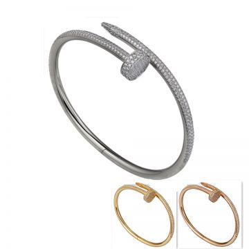 Cartier Juste Un Clou Paved Crystals White/Rose/Yellow Gold Nail Design Bangle Sale Unisex Beckham Brooklyn Style N6707317/N6709817/N6702117