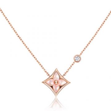 Women's Jewellery Louis Vuitton Color Blossom  Rose Gold MOP & Cornelian BB Star Pendant Single Diamond Necklace Q93612/Q93711
