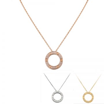  Cartier Love Ladies' Two Row Crystals Screw Motif White/Rose/Yellow Gold Plated Hollow Circle Pendant Necklace Price In UK B7058400/B7224527/B7058000