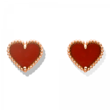 Van Cleef & Arpels Sweet Alhambra Heart Earrings Rose Gold-plated Bead Side Red Motif Online India Girls VCARN6BP00